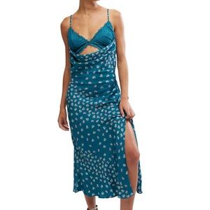 NWT! Free People Gossamer Glow Floral Print Cutout Lace Trim Nightgown XL